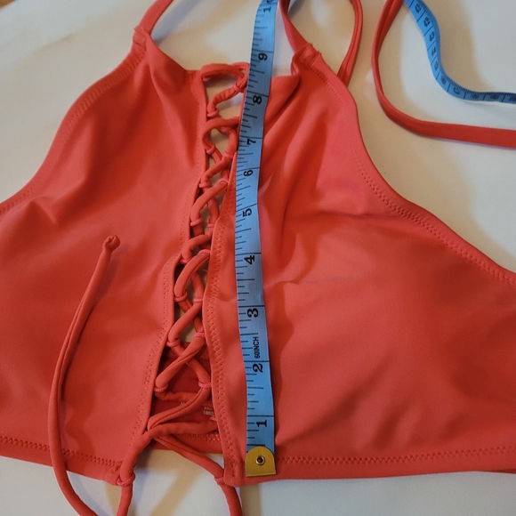 Aerie halter top style two Piece Orange and blue floral Swimsuit Sz Medium - Picture 10 of 14